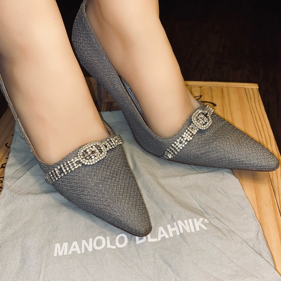 Manolo Blahnik Rhinestone Studded Heels - Picture 5 of 12